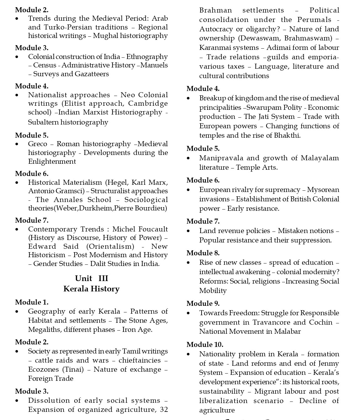 Kerala SET History syllabus